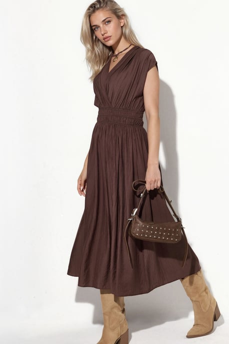 Textured V-Neck Midi Dress - Image 4