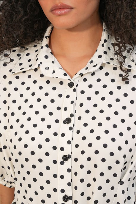 Gepunktece Makkelijk Midi Shirtjurk met Ceintuur - Image 5