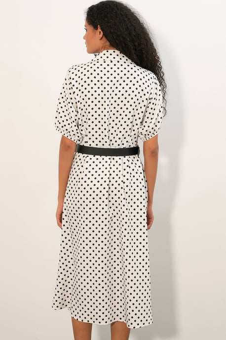 Gepunktece Makkelijk Midi Shirtjurk met Ceintuur - Image 6