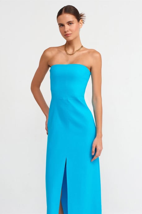 Strapless Aansluitende Midi-jurk met Splits - Image 3