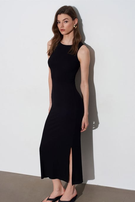 Geribbeld Mouwloos Bodycon Maxi Jurk - Image 1