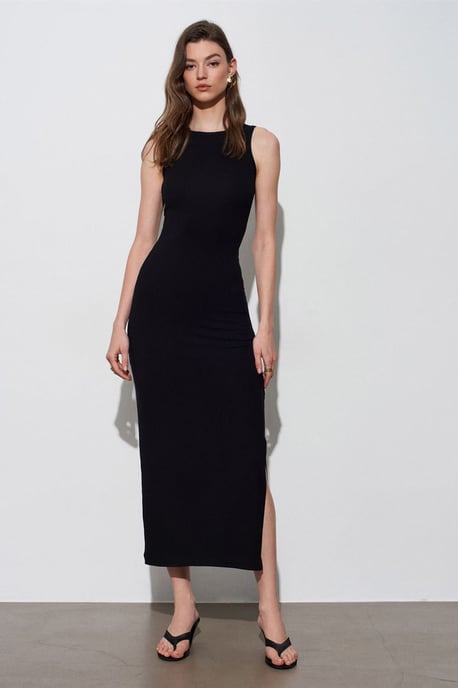 Geribbeld Mouwloos Bodycon Maxi Jurk - Image 4