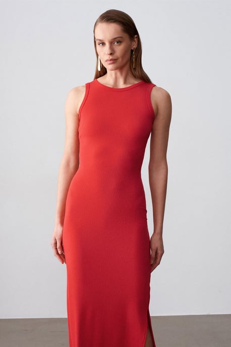 Geribbeld Mouwloos Bodycon Maxi Jurk - Image 3