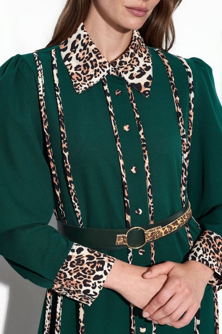 Leopardmönstrad Maxiklänning med Skjortkrage - Image 4