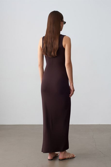 Geribbeld Mouwloos Bodycon Maxi Jurk - Image 2