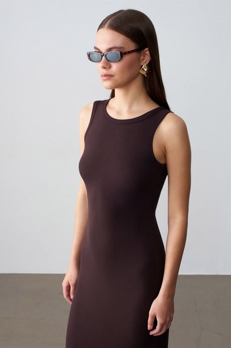 Geribbeld Mouwloos Bodycon Maxi Jurk - Image 3