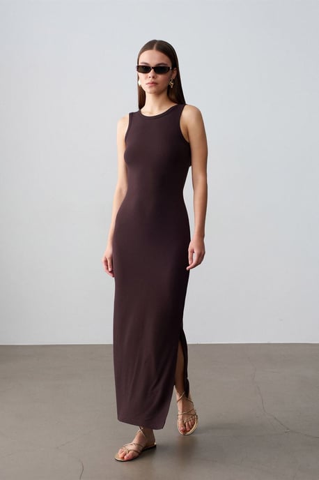 Geribbeld Mouwloos Bodycon Maxi Jurk - Image 4