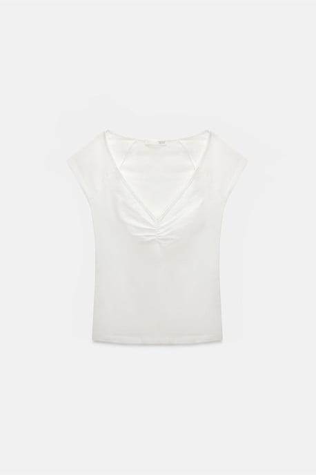 Vrouwen Slim Fit V-Hals Katoenen T-Shirt - Image 5
