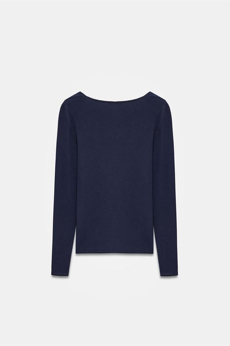 Slim Fit V-hals Geribbelde Gebreide Trui - Image 6