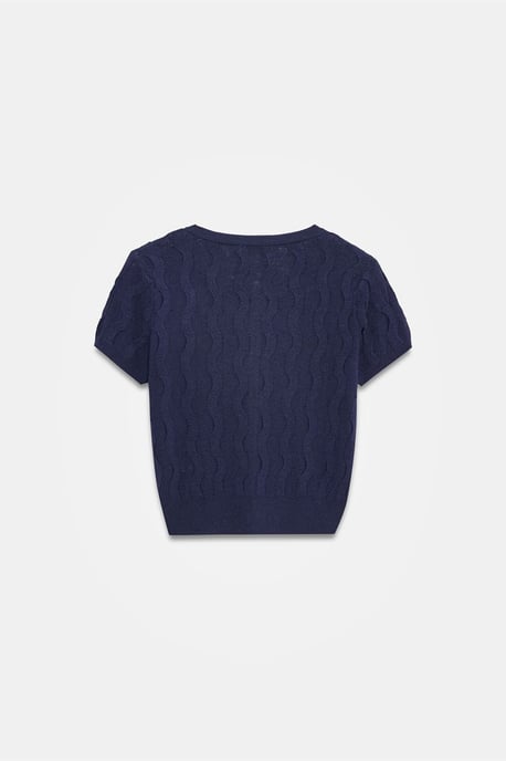Dames Cropped Jacquard Knopen Cardigan - Image 6