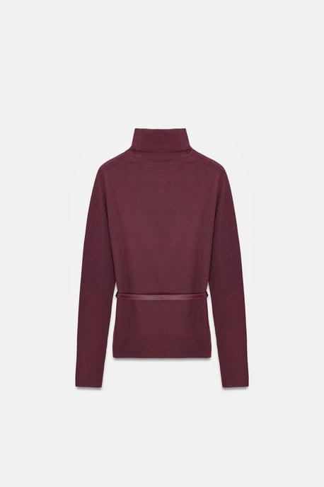 Kvinnors bälte turtleneck stickad tröja - Image 6