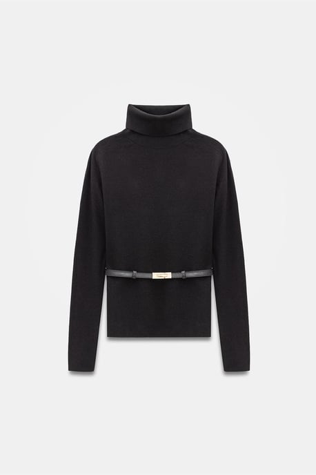 Women's Belted Turtleneck Knit Sweater - Image 5