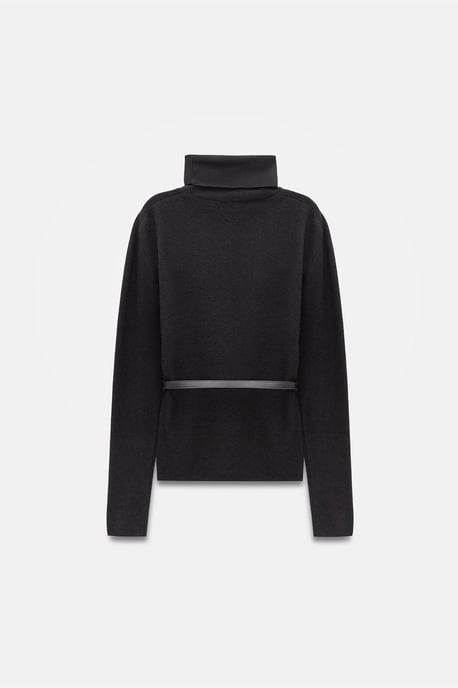 Women's Belted Turtleneck Knit Sweater - Image 6