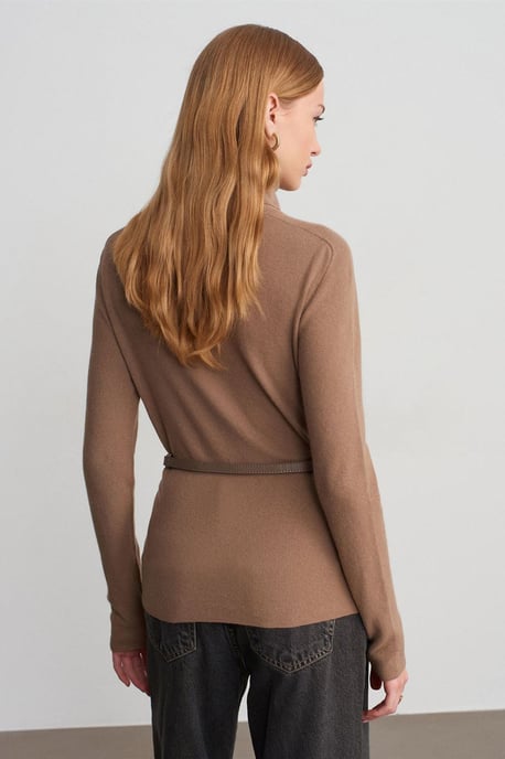 Women's Belted Turtleneck Knit Sweater - Image 2