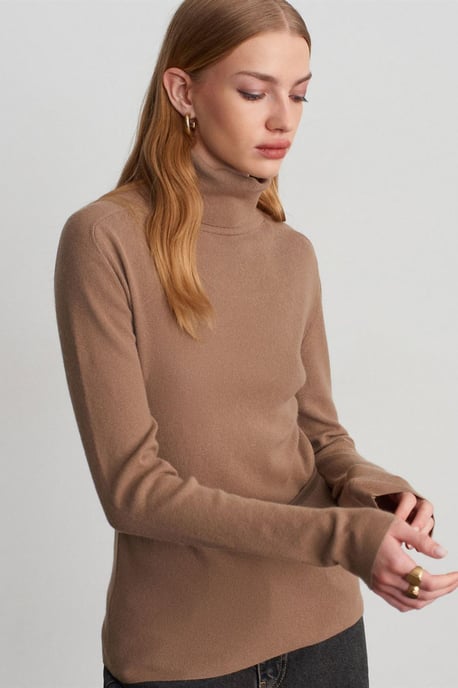 Women's Belted Turtleneck Knit Sweater - Image 3