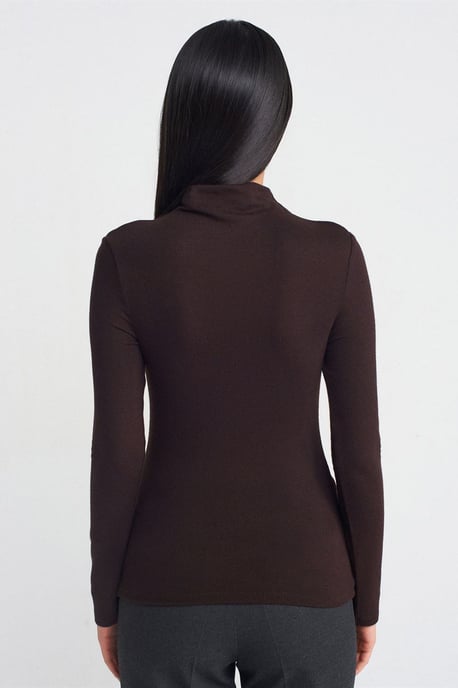 Ribbad polokrage blus med lång ärm - Image 2