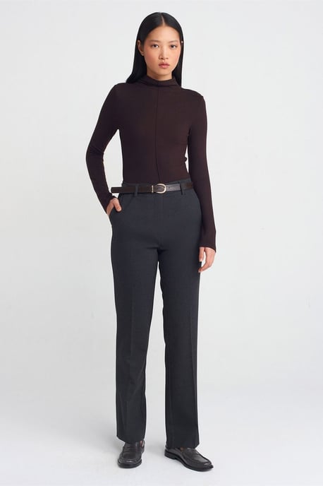Ribbad polokrage blus med lång ärm - Image 3