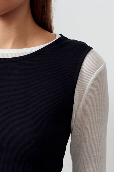 Aangesloten Katoenen Crew Neck Lange Mouw Blouse - Image 4