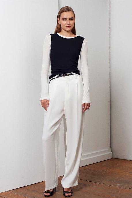 Aangesloten Katoenen Crew Neck Lange Mouw Blouse - Image 5