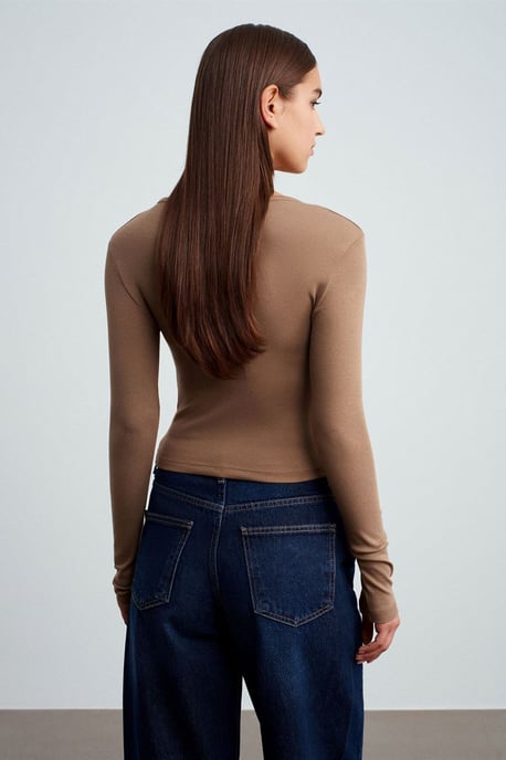Slim Fit Långärmad Jersey Blus - Image 3