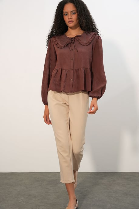 Dames Viscose-mix Blouse Met Baby Kraag - Image 2