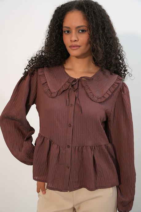 Dames Viscose-mix Blouse Met Baby Kraag - Image 4
