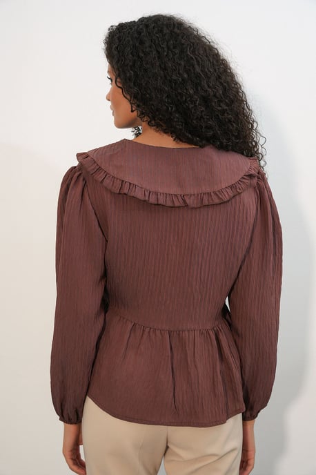 Dames Viscose-mix Blouse Met Baby Kraag - Image 6