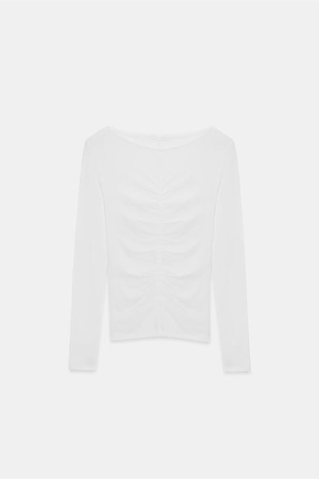Slim Fit Båtkrage Blus med Långa Ärmar - Image 5