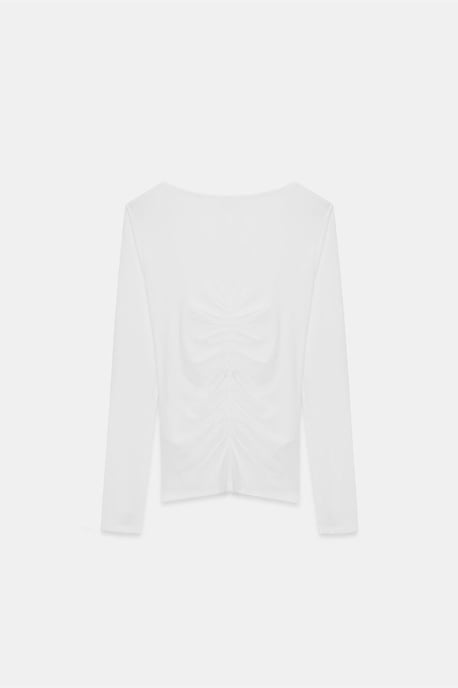 Slim Fit Båtkrage Blus med Långa Ärmar - Image 6