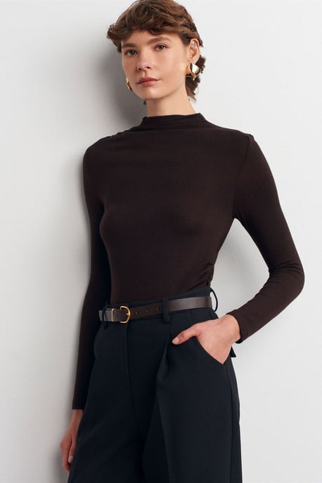 Geribbelde Slim-Fit Halve Colblouse - Image 1