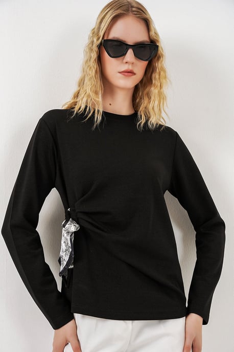 Dames Longsleeve T-shirt met Strikdetail - Image 1