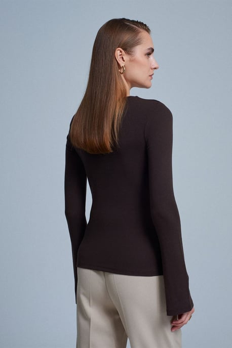 Slim Fit Långärmad Crew Neck Blus - Image 3