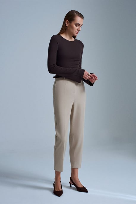 Slim Fit Långärmad Crew Neck Blus - Image 4