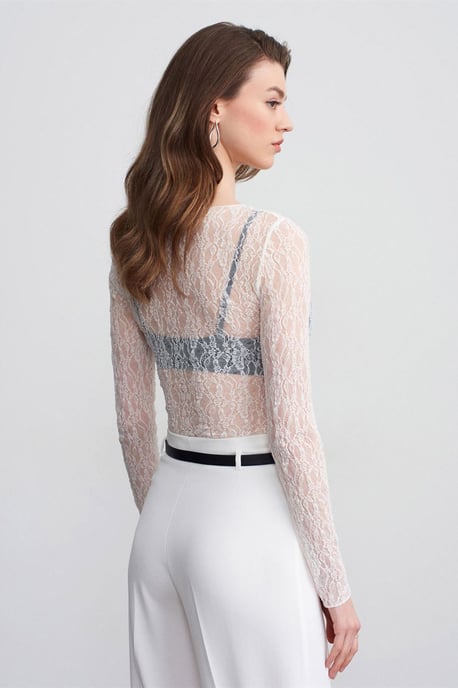 Slim Fit Kanten Bootsvorm Blouse - Image 3