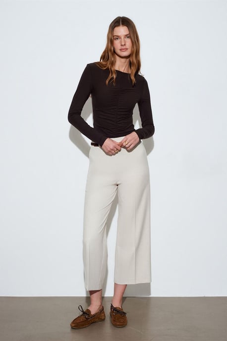 Slim Fit Båtkrage Blus med Långa Ärmar - Image 4