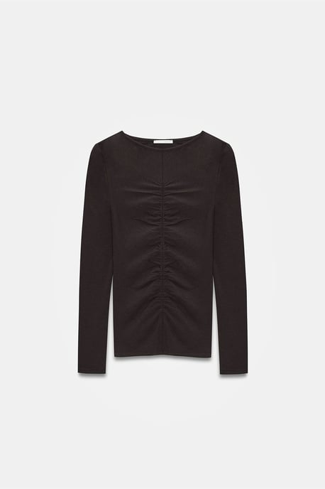 Slim Fit Båtkrage Blus med Långa Ärmar - Image 5