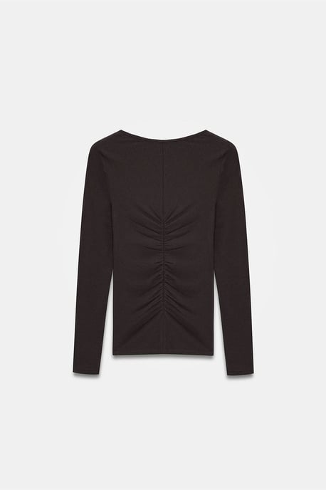 Slim Fit Båtkrage Blus med Långa Ärmar - Image 6