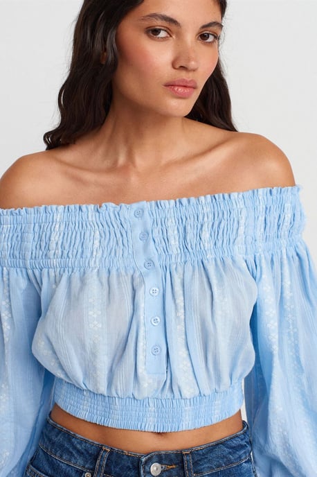Off-shoulder Crop Blouse - Image 3