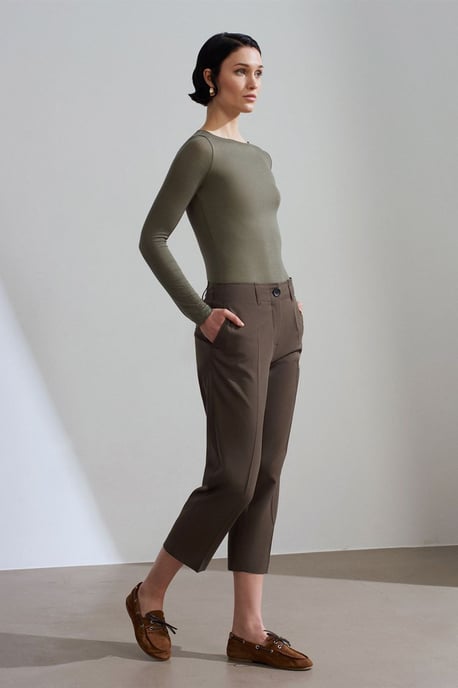 Slim Fit Boot Hals Lange Mouw Brei Blouse - Image 4