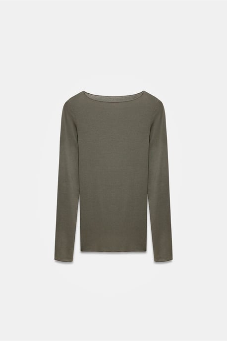 Slim Fit Boot Hals Lange Mouw Brei Blouse - Image 5