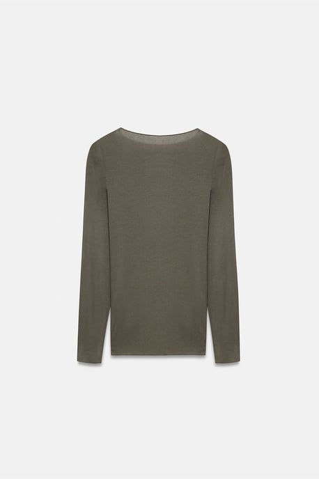 Slim Fit Boot Hals Lange Mouw Brei Blouse - Image 6