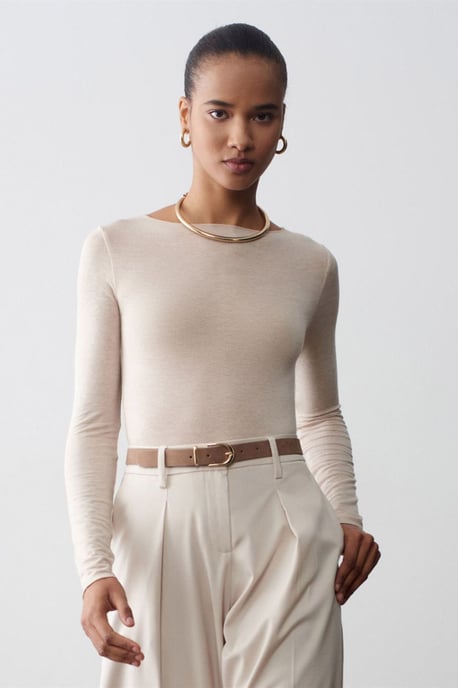 Slim Fit Bootneck Lange Mouw Gebreide Blouse - Image 2