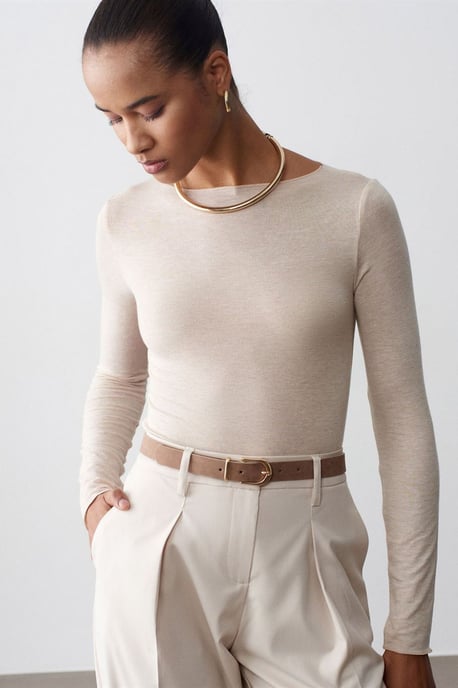 Slim Fit Bootneck Lange Mouw Gebreide Blouse - Image 4