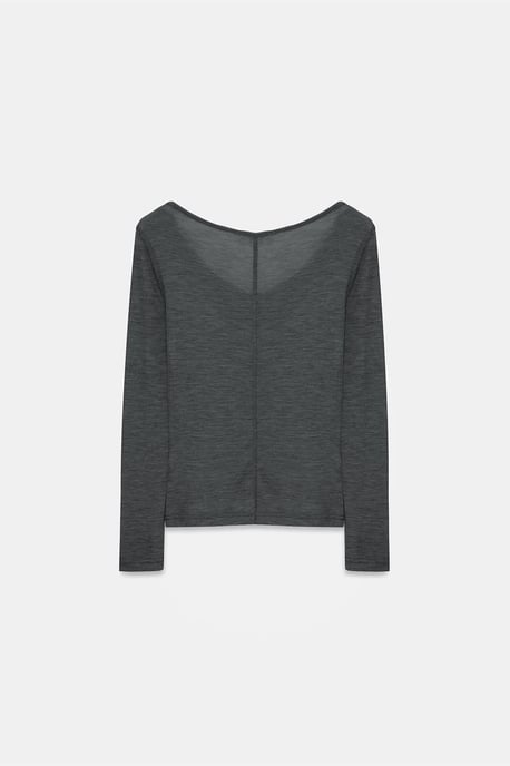 Slim-Fit Wool Knit Blouse With Buttons - Image 5