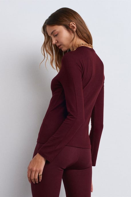 Slim Fit V-Neck Button Blouse - Image 2