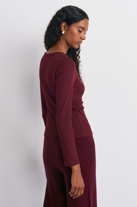Slim Fit Geribbelde Blouse met Knopen aan de Voorkant - Image 2