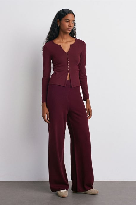 Slim Fit Geribbelde Blouse met Knopen aan de Voorkant - Image 5
