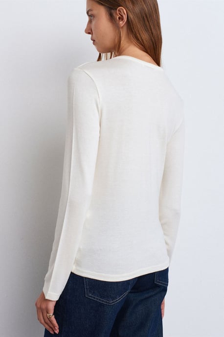 Slim Fit V-Neck Button Blouse - Image 2