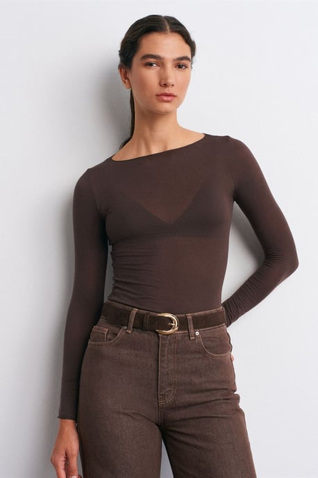 Slim Fit Bootneck Lange Mouw Gebreide Blouse - Image 3