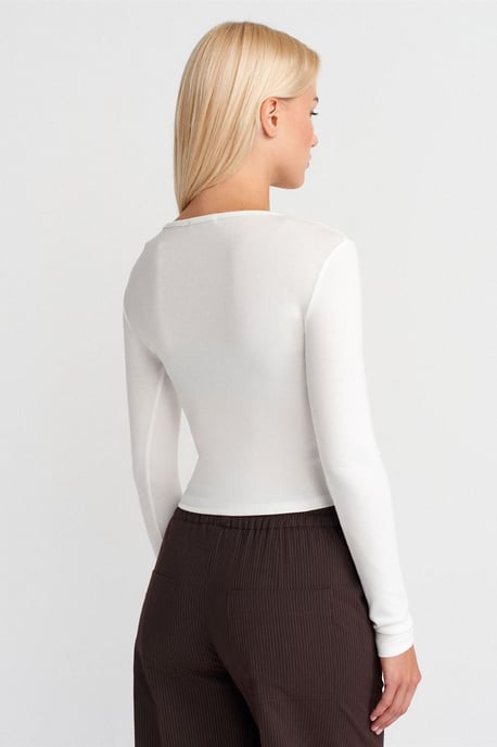 Slim Fit Långärmad Jersey Blus - Image 2